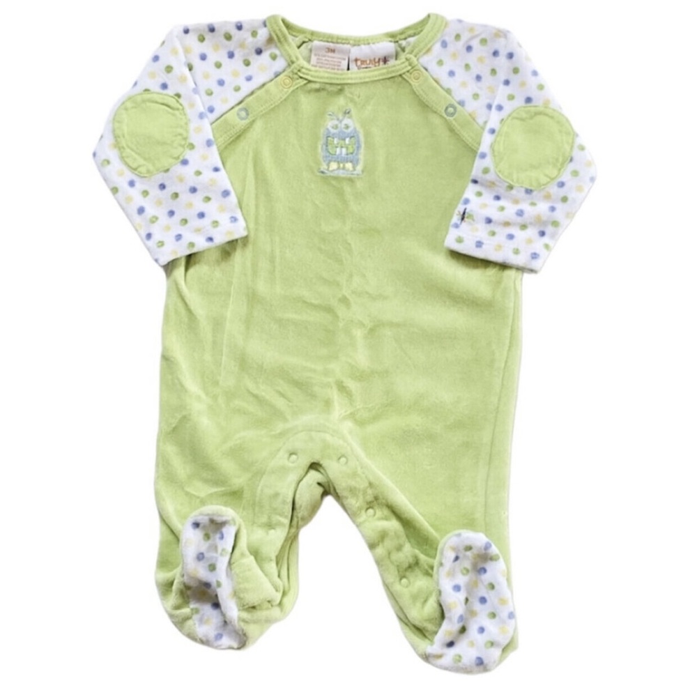 Truly Scrumptious velour monster footie sleeper 3m
